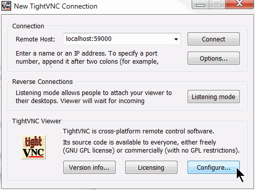 TightVNC Connection Configure