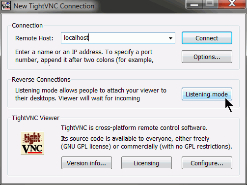tightvnc viewer listening mode port